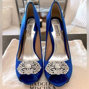 Badgley Mischka Sapphire Blue Rhinestone Heels 6.5